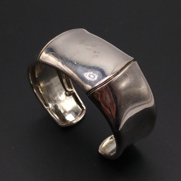 Monet Wide Reflective Silver Tone Cuff Bracelet, 6 Inches - Picture 9 of 10